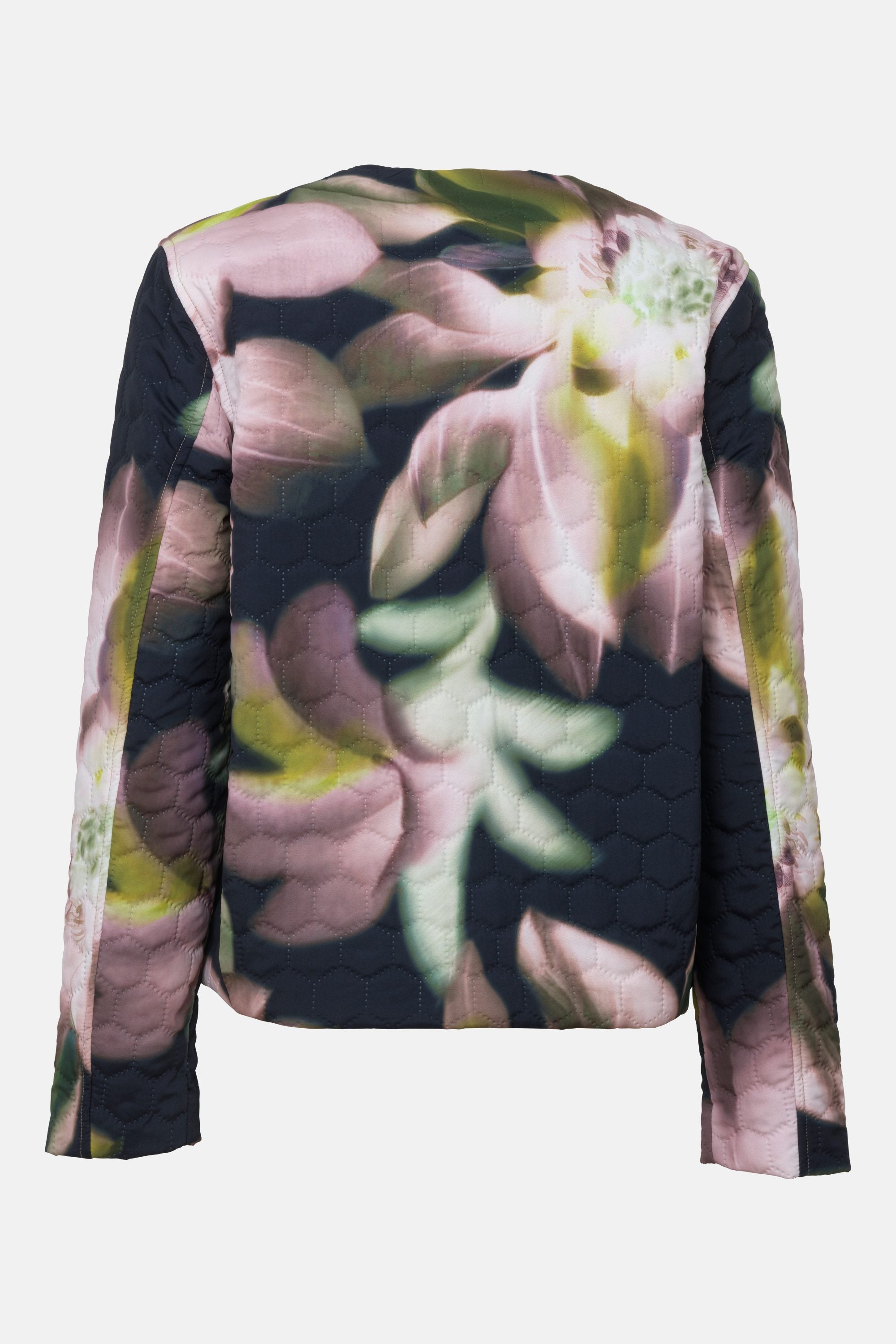 Short Quilted Jacket - Dark Photoristic Flower